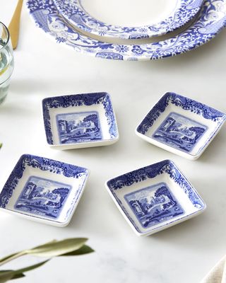 Blue Italian Square Dishes, Set of 4