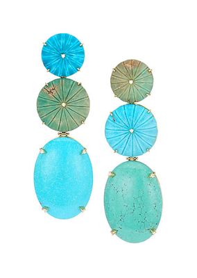 Blue Lagoon 18K Yellow gold, Turquoise & Diamond Drop Earrings