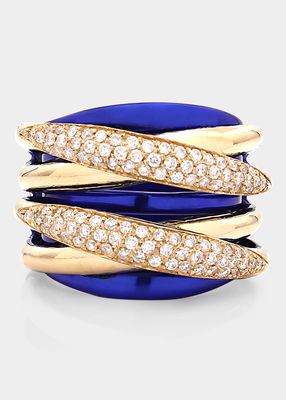 Blue Lizzy Ring in 18K Gold, Sterling Silver and White Diamonds