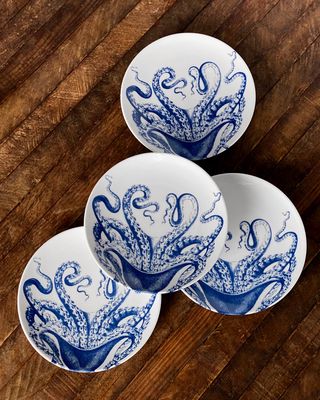 Blue Lucy Canapes Plates, Set of 4