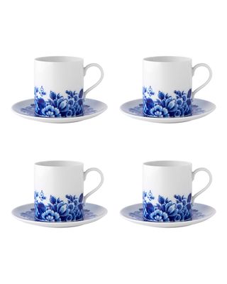 Blue Ming Teacups & Saucers, Set of Four