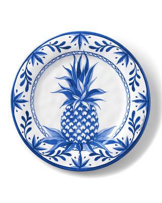 Blue Pineapple Shatter-Resistant Bamboo Salad Plates, Set of 4
