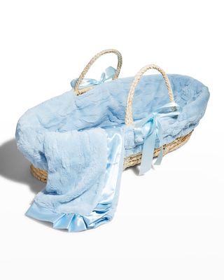 Blue Receiving Blanket And Basket Set