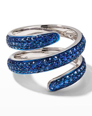 Blue Rhodium and Blue Sapphire Coil Ring
