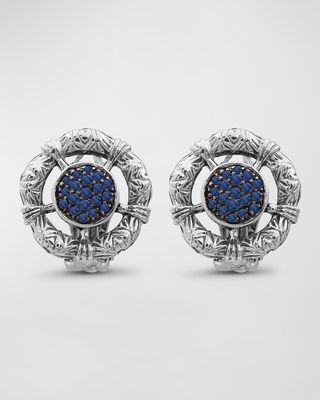 Blue Sapphire Earrings in Sterling Silver