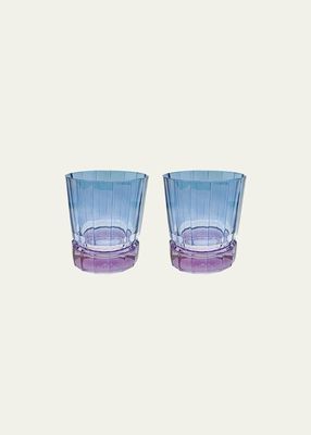 Blue Shaded Short Glass Tumblers, Set of 2