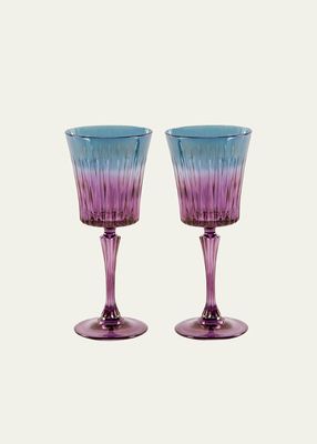 Blue Shaded Stemmed Wine Glasses, Set of 2