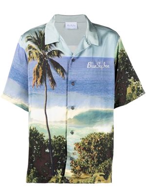 BLUE SKY INN beach-print logo-embroidered shirt