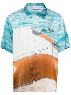 BLUE SKY INN boat-print satin shirt