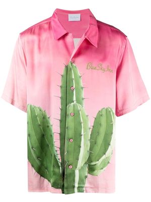 BLUE SKY INN cactus print satin finish shirt - Pink