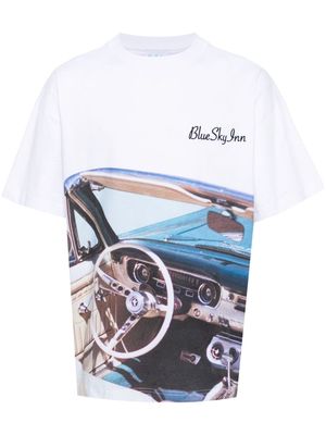 BLUE SKY INN car-print cotton T-shirt - White