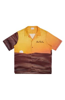 Blue Sky Inn Desert Dunes Short Sleeve Button-Up Shirt in A/O Print-Brown
