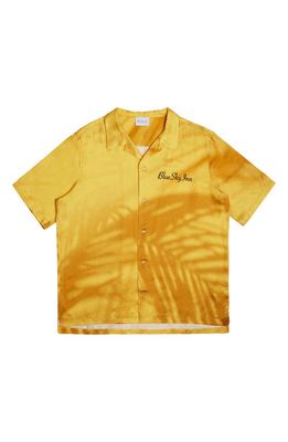 Blue Sky Inn Gold Shadow Short Sleeve Button-Up Shirt in Gold Print