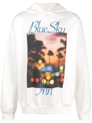 BLUE SKY INN graphic-print cotton hoodie - White
