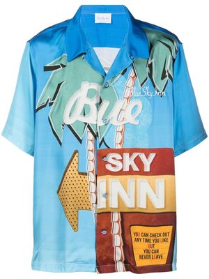 BLUE SKY INN graphic-print satin shirt