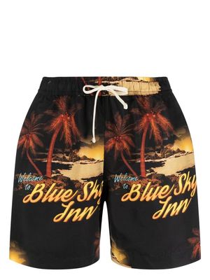 BLUE SKY INN graphic-print swim shorts - Black
