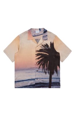 Blue Sky Inn Sunset Palm Short Sleeve Button-Up Shirt in Sunset Palm Shirt