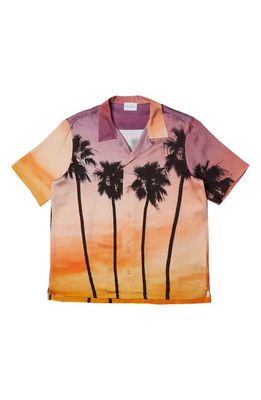 Blue Sky Inn Sunset Palms Short Sleeve Button-Up Shirt in A/O Print