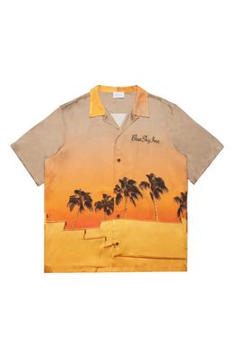 Blue Sky Inn Sunset Stairs Short Sleeve Button-Up Shirt in Stairs Stairs