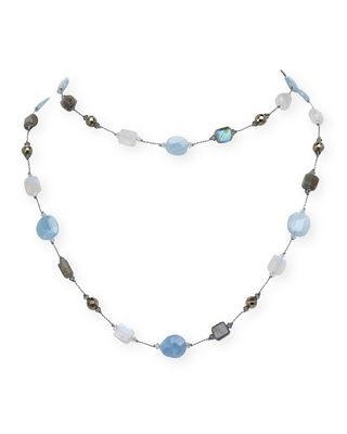 Blue Stone and Crystal Necklace