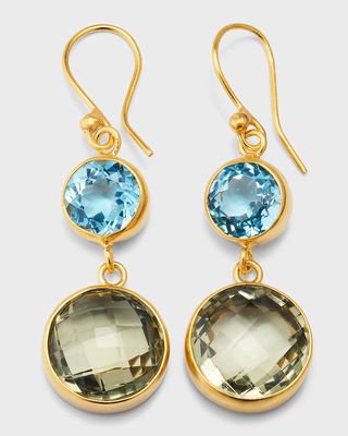 Blue Topaz and Green Amethyst Earrings