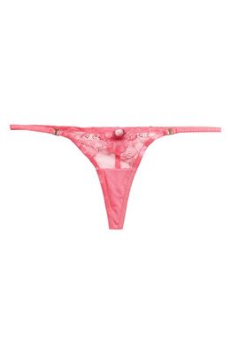 Bluebella Astra Embroidered Mesh Thong in Fuchsia Pink