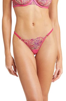 Bluebella Lilly Embroidered Mesh & Satin Briefs in Fuchsia Pink