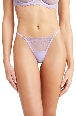 Bluebella Monet Embroidered Mesh Thong in Purple Rose