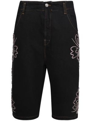 BLUEMARBLE floral-embroidered cotton shorts - Black