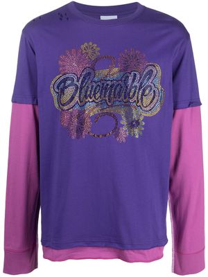 BLUEMARBLE logo rhinestone-embellished cotton T-shirt - Purple