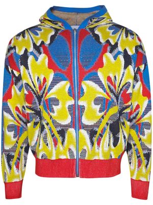 BLUEMARBLE patterned-jacquard zip-up hoodie - Red