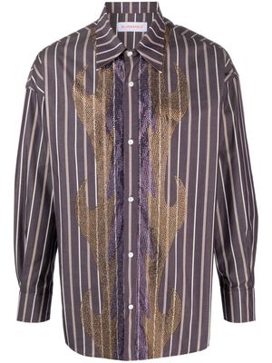 BLUEMARBLE rhinestone striped shirt - Purple