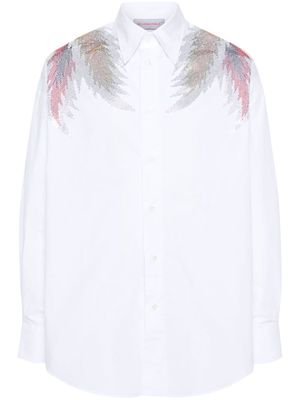 BLUEMARBLE rhinestone-wings poplin shirt - White