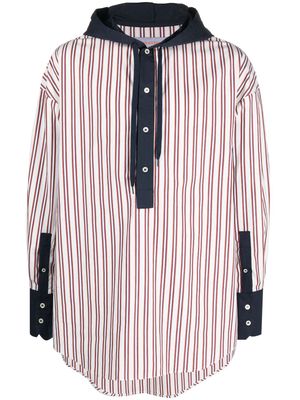 BLUEMARBLE stripe-pattern hooded shirt - White