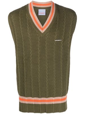 BLUEMARBLE V-neck cable-knit vest - Green