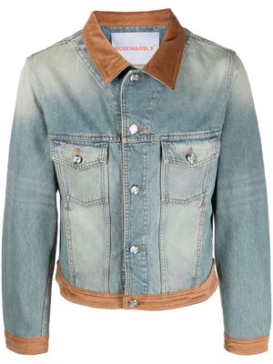 BLUEMARBLE velvet-trim cotton denim jacket