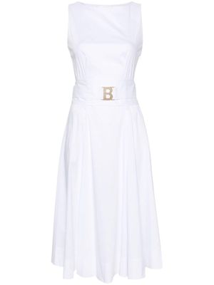 Blugirl belted flared midi dress - White