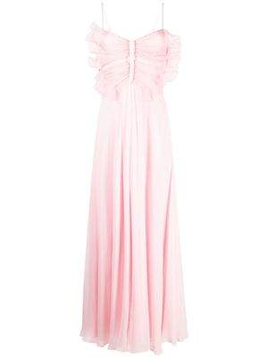 Blugirl butterfly-detail silk maxi dress - Pink