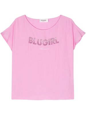 Blugirl crystal-embellished-logo crepe tunic - Pink