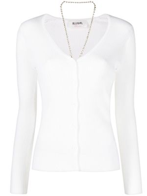 Blugirl crystal-embellished strap cardigan - White