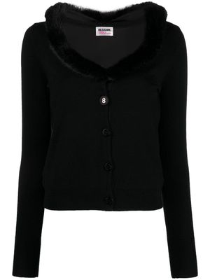 Blugirl faux-fur collar fine-knit cardigan - Black