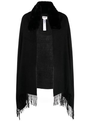 Blugirl faux-fur collar fringed scarf - Black