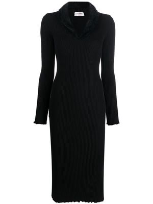 BLUGIRL faux-fur trim ribbed-knit dress - BLACK
