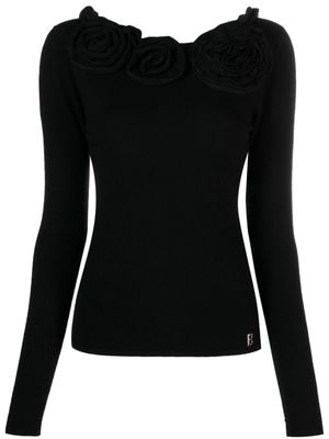 Blugirl floral-detail ribbed-knit jumper - Black