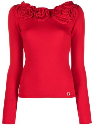 Blugirl floral-detail ribbed-knit jumper - Red