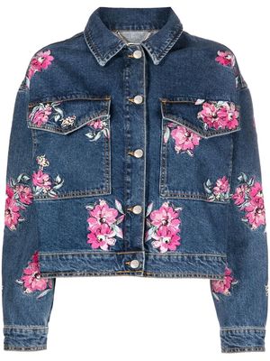 Blugirl floral-embroidery denim jacket - Blue