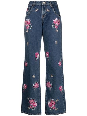 Blugirl floral-embroidery flared jeans - Blue