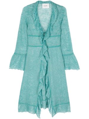 Blugirl floral-lace lurex cape - Blue