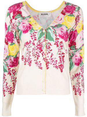 Blugirl floral-print knitted cardigan - White