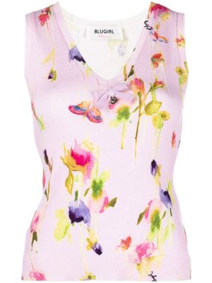 Blugirl floral-print knitted top - Pink